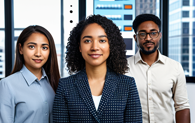 AI 바이어스 감지 및 완화의 비즈니스 가치 - **Diverse Data Team:** A collaborative data science team in a modern office setting, working on algo...