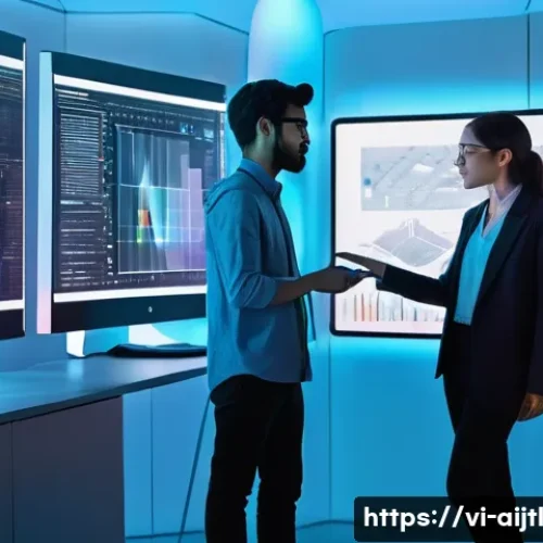 Home 24 AI 바이어스 완화 및 감지 교육 자료 개발 - A diverse group of young adult AI researchers and engineers, both male and female, collaborating int...