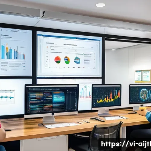 Home 11 AI 바이어스 문제 해결을 위한 실질적 조언 - A modern data science team collaborating in a bright, open office with diverse professionals includi...